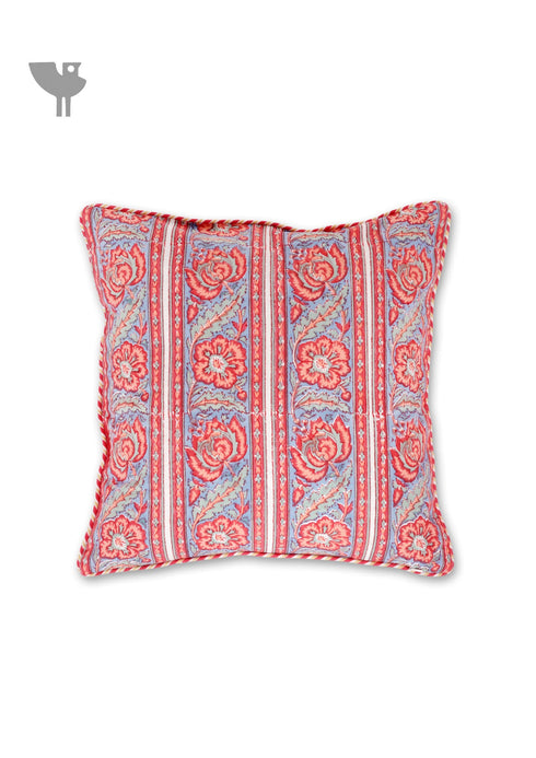 20s Cotton Cushion Cover in Floral Block Print